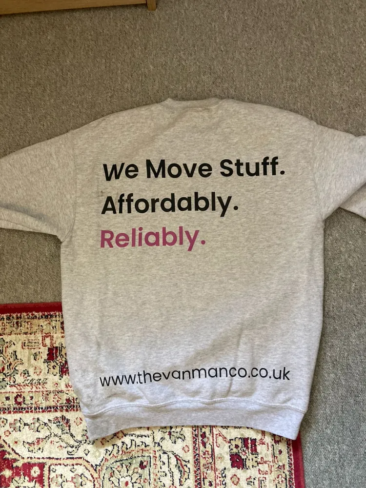 The Van Man Co jumper: We Move Stuff. Affordably. Reliably.