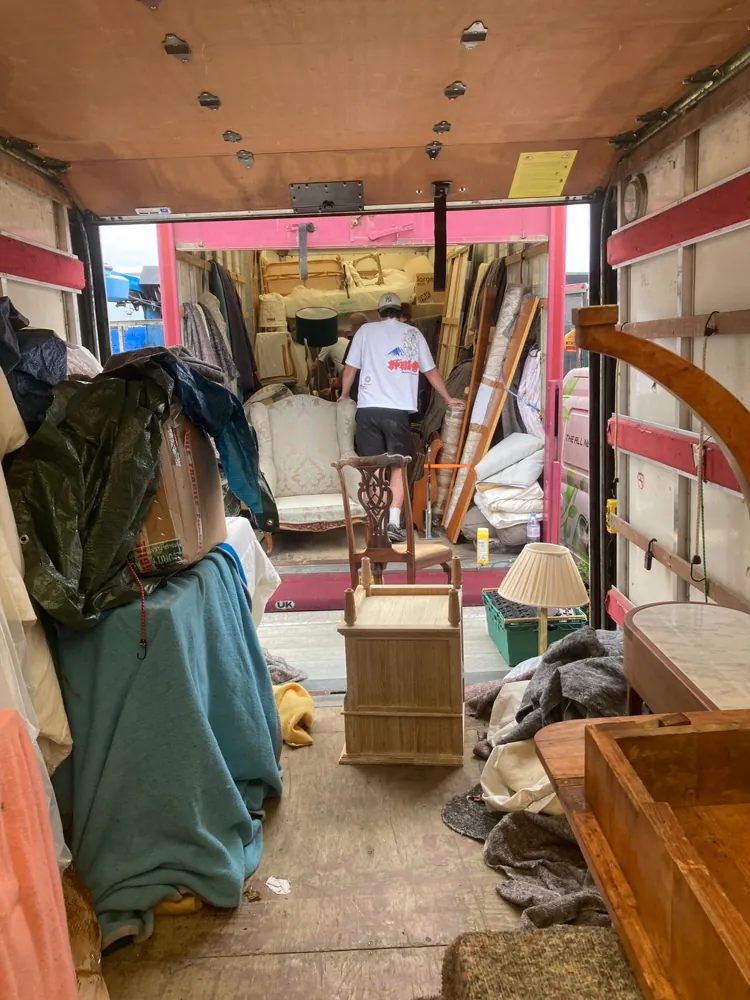 Loading furniture inside a Luton van
